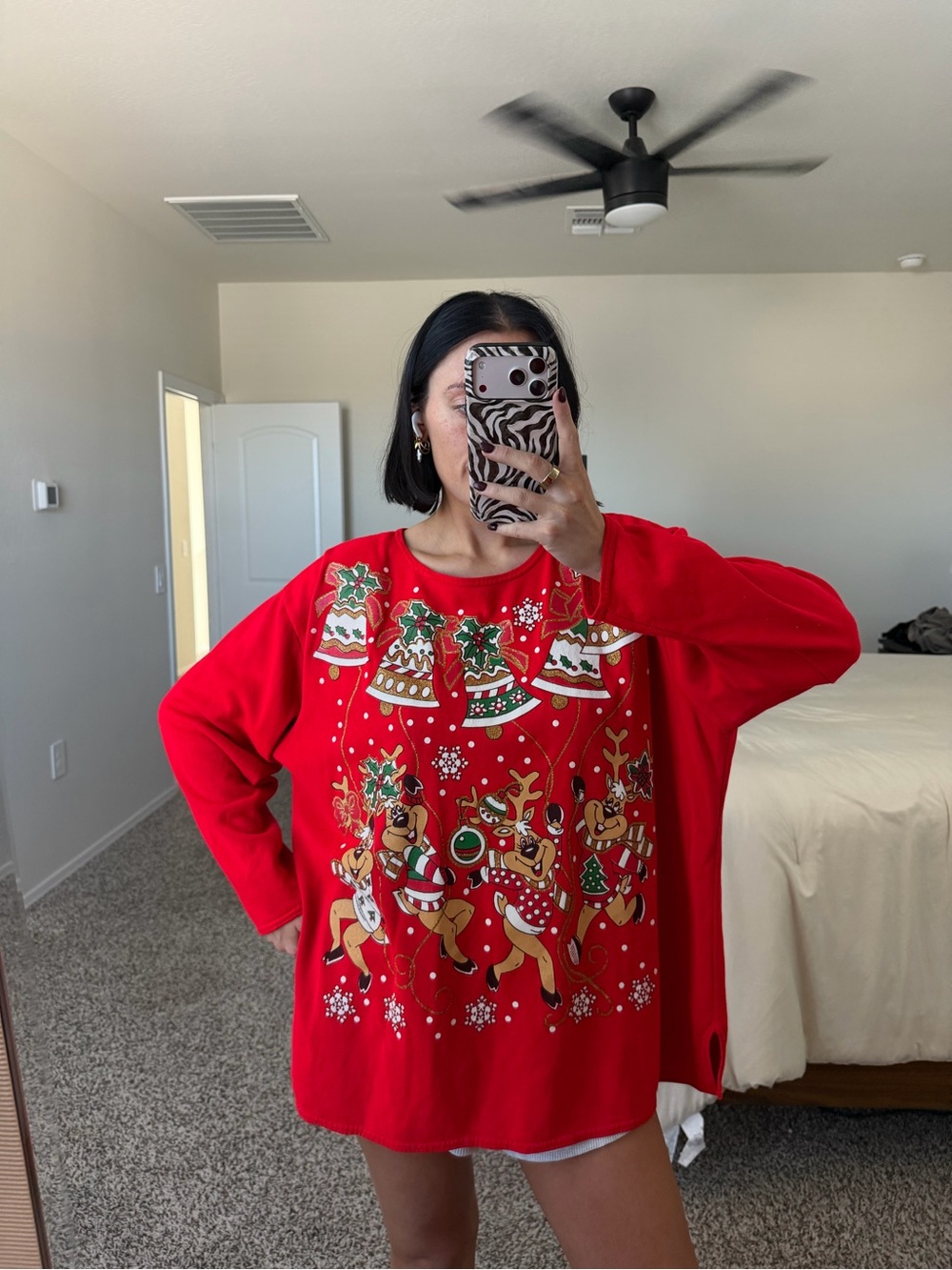 Vintage dancing reindeer Christmas sweater